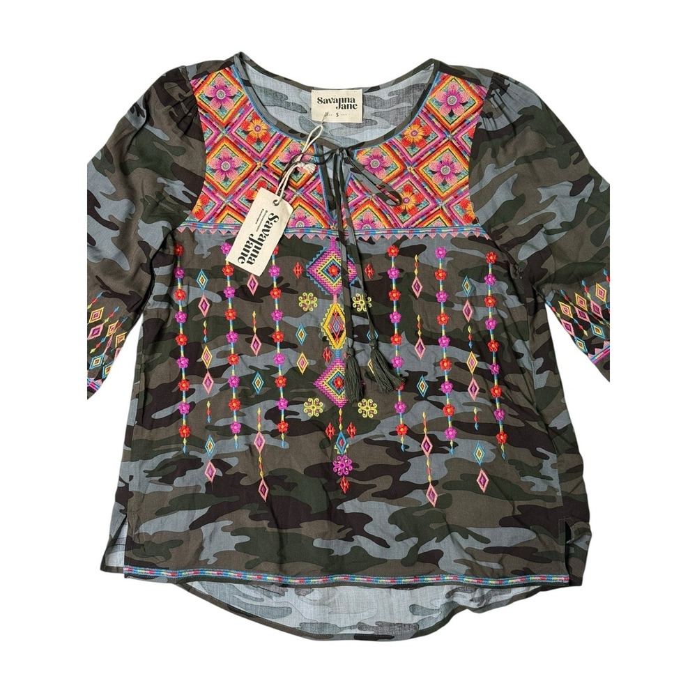 Elegant Savanna Jane Women's Brand New Embroidered Blouse Size Small - Picture 2 of 14